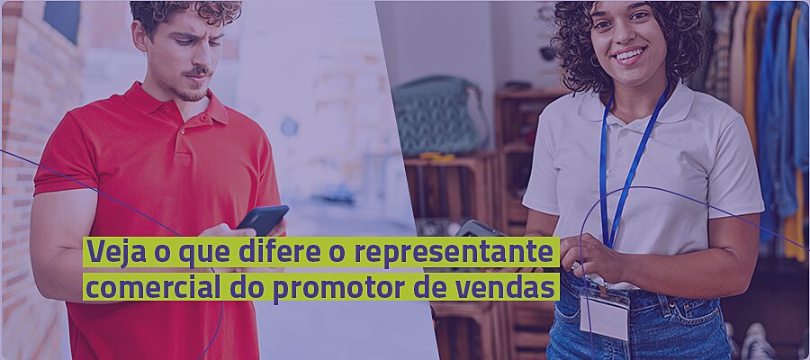Dois perfis profissionais mostrando a diferença entre representante comercial e promotor de vendas